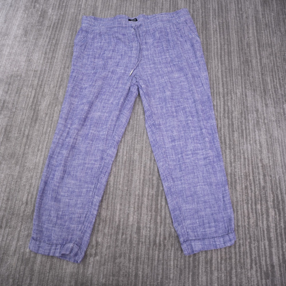 Jones New York Pants Womens Large Purple Excellent Linen Blend Drawstring Casual